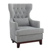 Kuri 34 Inch Accent Armchair, 1 Lumbar Pillow, Gray Wingback Button Tufted