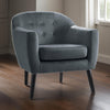 29 Inch Accent Armchair, Curved Backrest, Button Tufted, Gray Velvet Fabric By Casagear Home