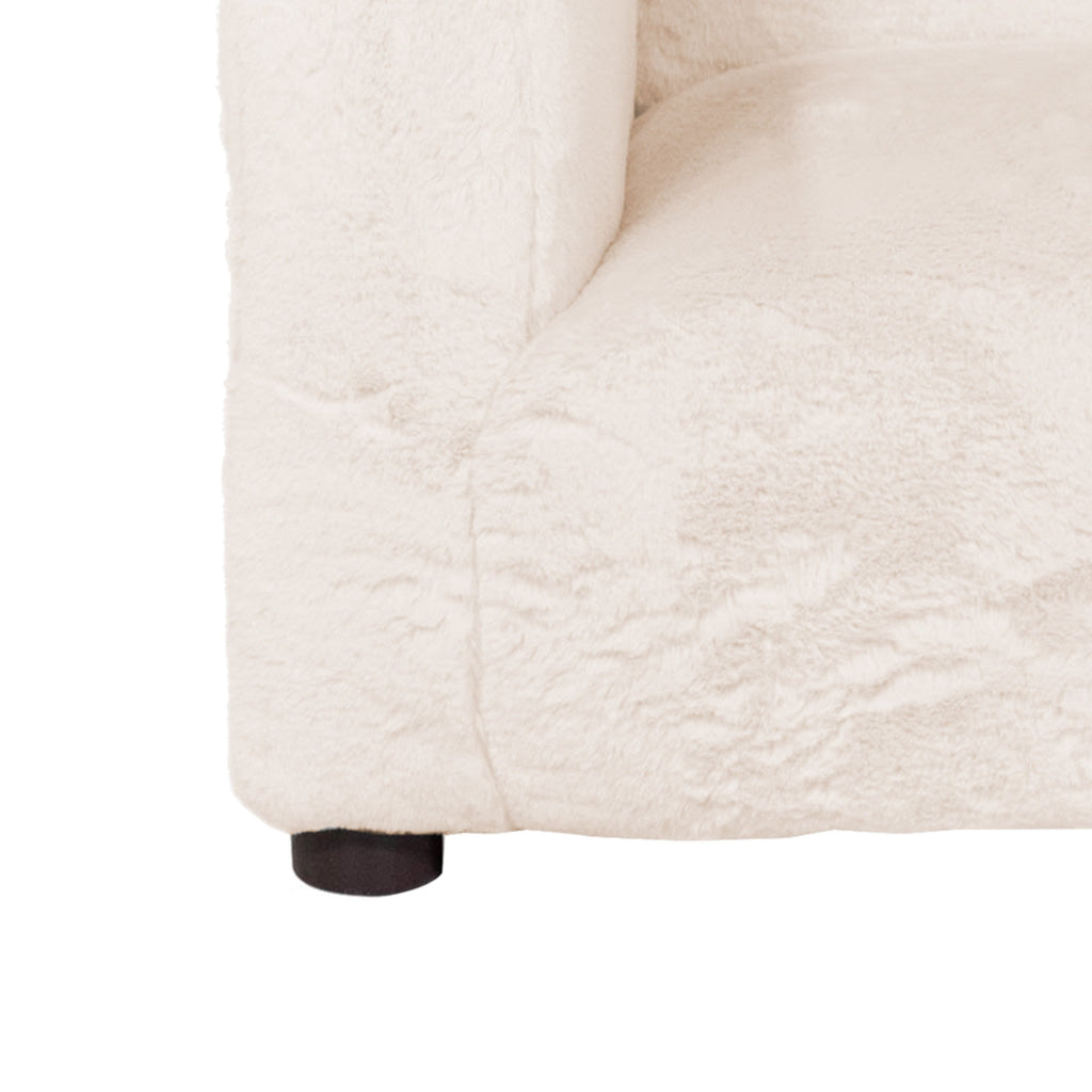 Tye 19 Inch Kids Sofa Chair White Soft Faux Fur Padded Seat Round Legs By Casagear Home BM313219