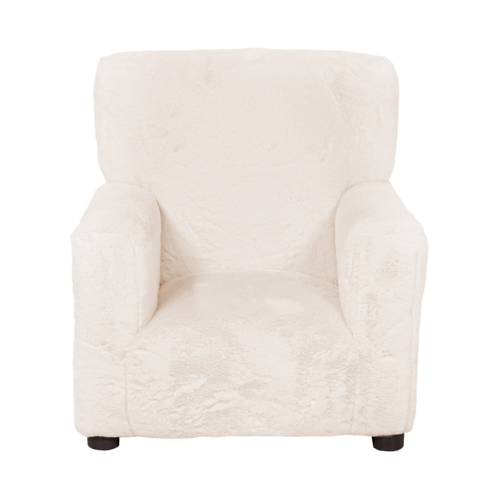 Tye 19 Inch Kids Sofa Chair White Soft Faux Fur Padded Seat Round Legs By Casagear Home BM313219