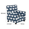 Tye 19 Inch Kids Sofa Chair, Blue Fabric, White Whale Print, Round Legs By Casagear Home