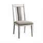 24 Inch Dining Side Chair Set of 2 Rustic White Wood Gray Fabric Seat By Casagear Home BM313223