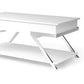 Tius 48 Inch Coffee Table, Chrome Frame, Lift Top, High Gloss White Finish By Casagear Home