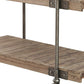 Loak 47 Inch Sofa Table, Plank Design, 1 Shelf, Wheels, Brown, Black By Casagear Home