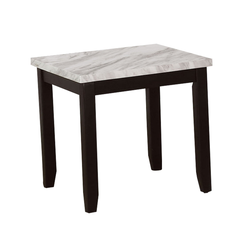 Lide 3 Piece Coffee Table and End Table Set White Faux Marble Top Black By Casagear Home BM313244