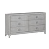 Roe 66 Inch Wide Dresser, 6 Drawers, Carved, Beveled Glass Mirror, Gray