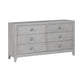 Roe 66 Inch Wide Dresser, 6 Drawers, Carved, Beveled Glass Mirror, Gray