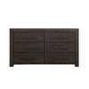 Aziel 66 Inch Wide Dresser, 6 Drawers with Bronze Handles, Basalt Gray