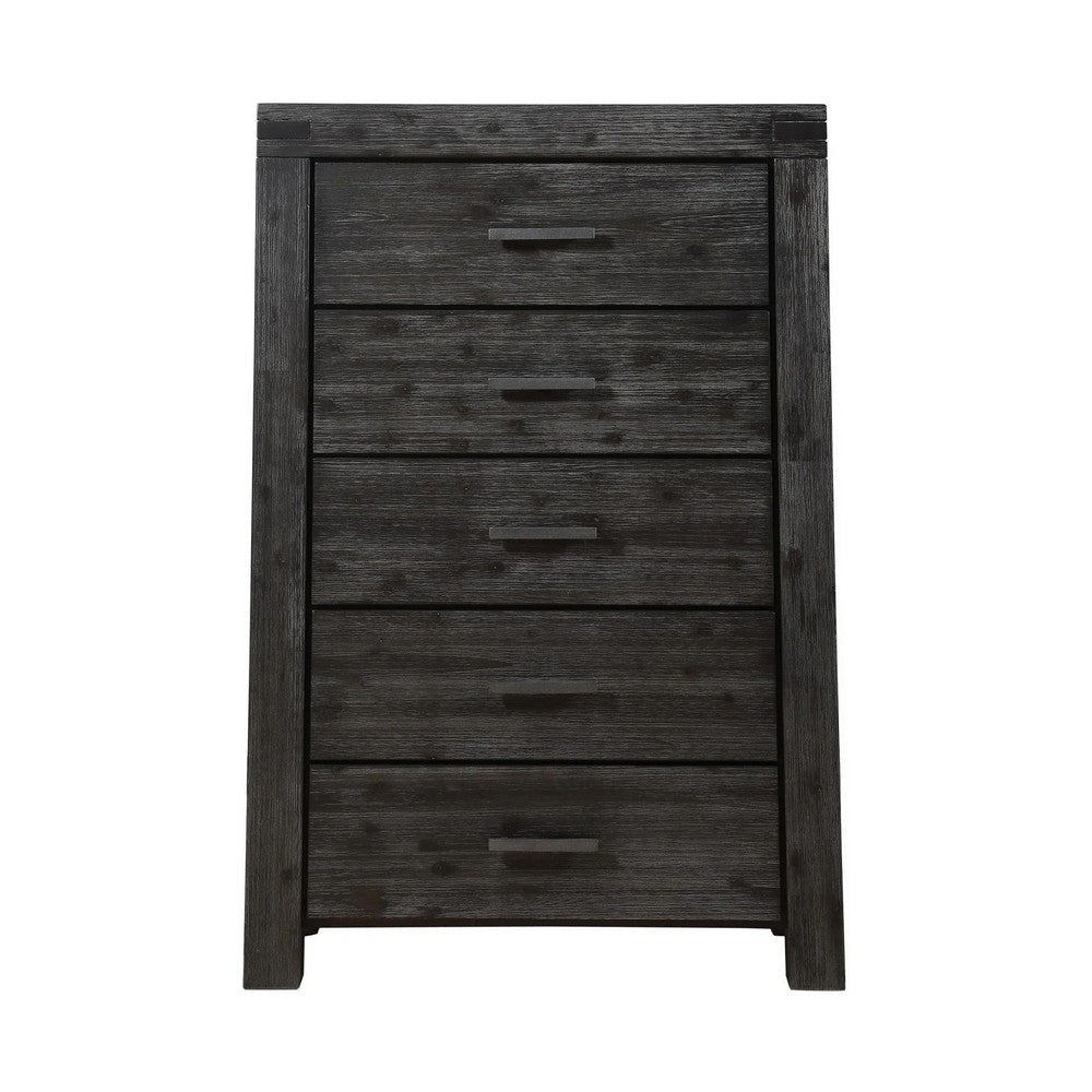 Pim 56 Inch Tall Dresser Chest 5 Drawers with Metal Handles Graphite Gray BM313252