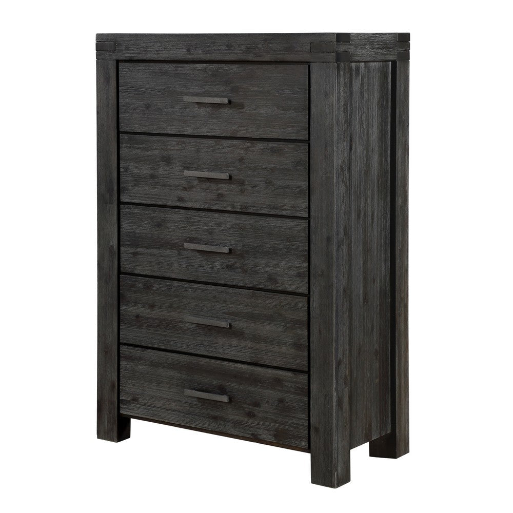 Pim 56 Inch Tall Dresser Chest 5 Drawers with Metal Handles Graphite Gray BM313252