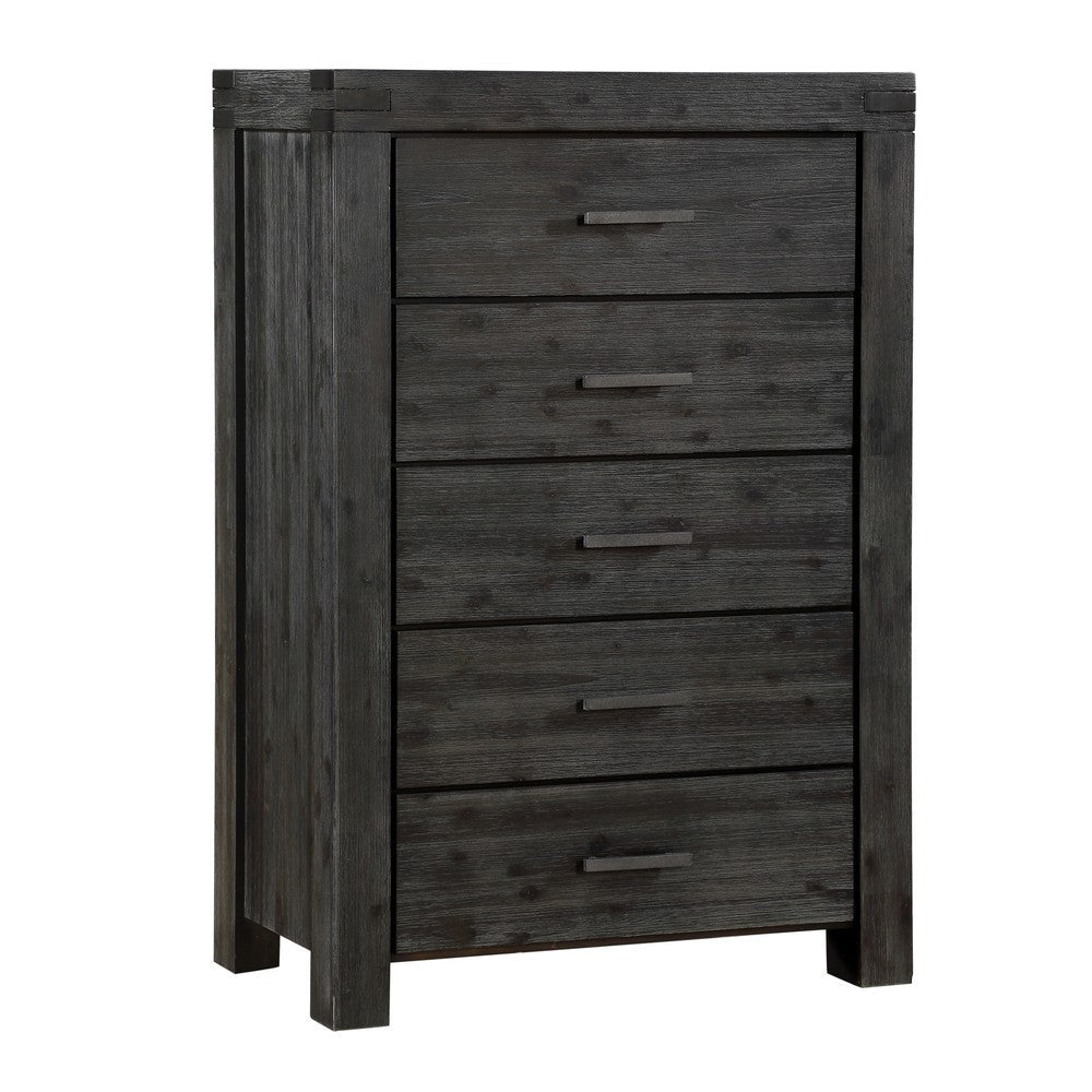 Pim 56 Inch Tall Dresser Chest, 5 Drawers with Metal Handles, Graphite Gray