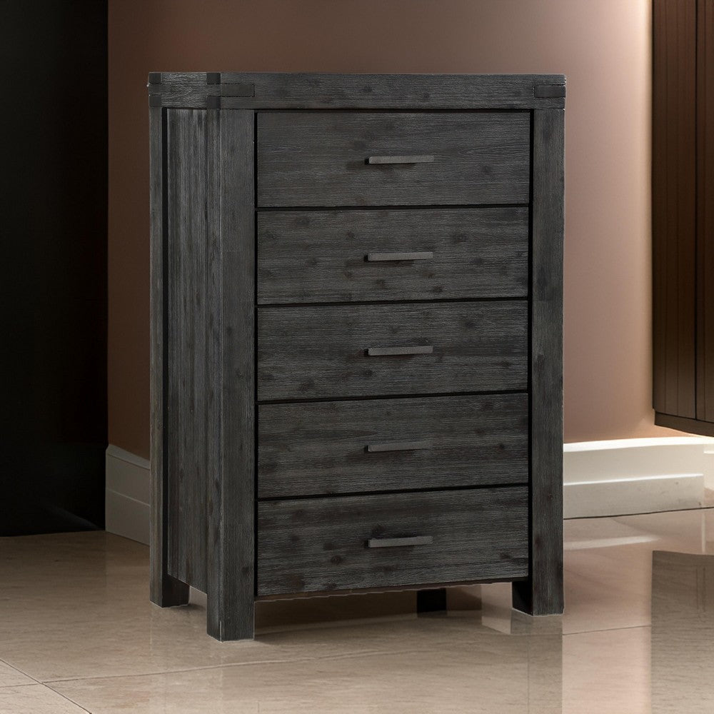 Pim 56 Inch Tall Dresser Chest, 5 Drawers with Metal Handles, Graphite Gray