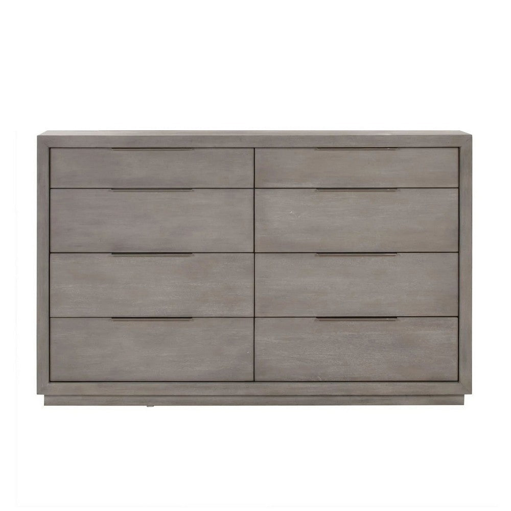 Jose 64 Inch Wide Dresser 8 Drawers with Nickel Handles Plinth Taupe
