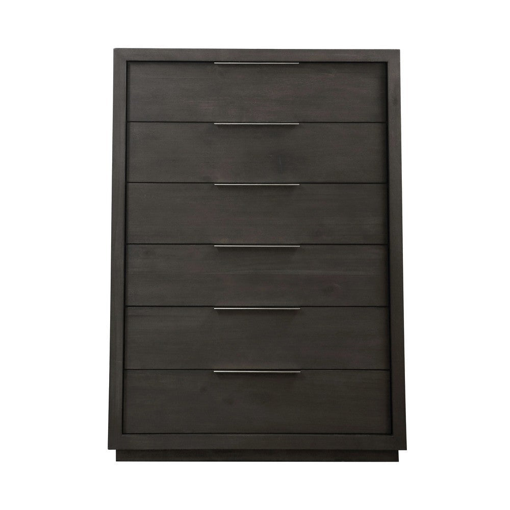 Jose 56 Inch Tall Dresser Chest 6 Drawers with Handles Plinth Base Gray BM313258
