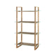 Uvi 76 Inch Bookcase, 4 Floating and Slatted Glass Shelves, Bisque Brown