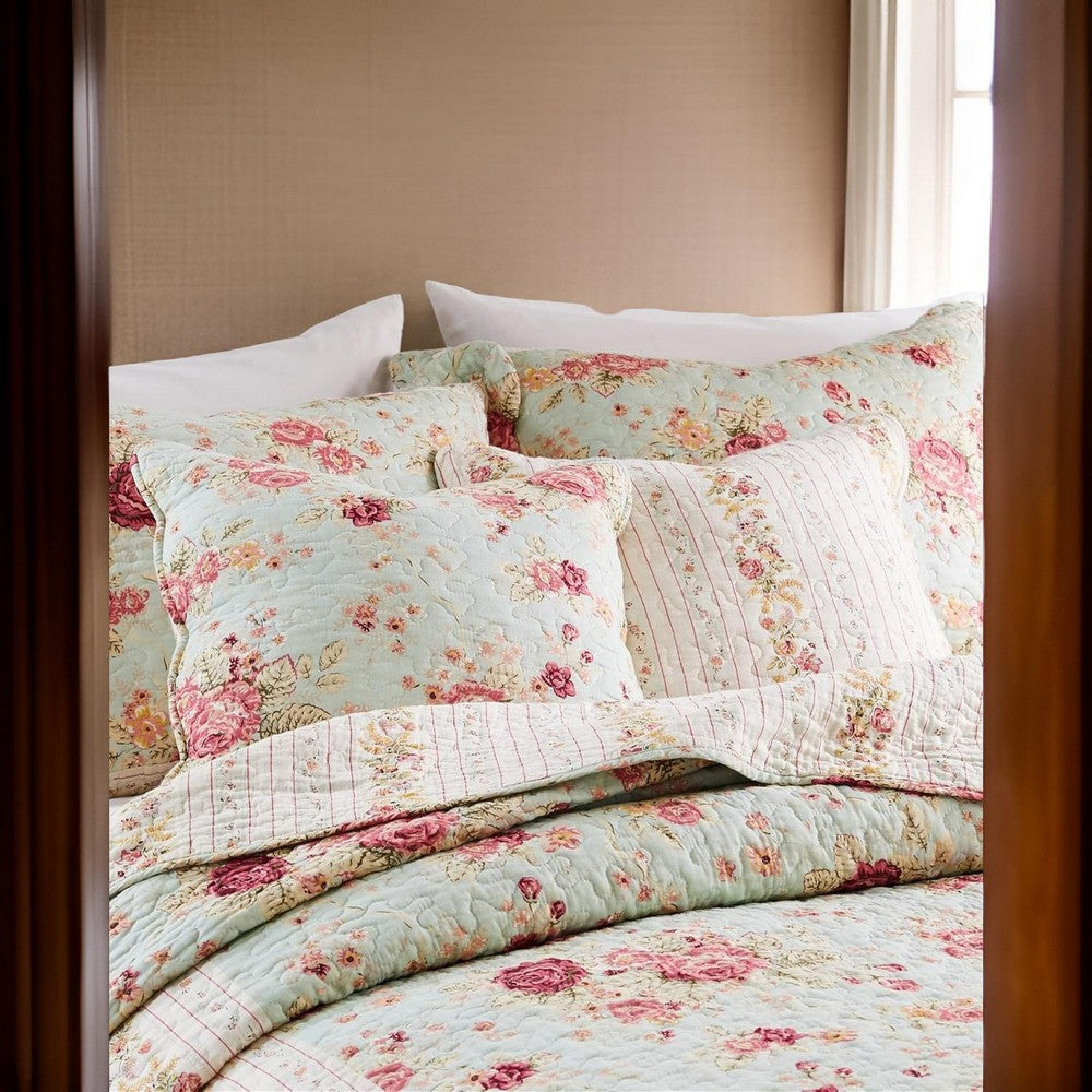 Rosle 18 Inch Set of 2 Accent Pillows, Cotton, Polyester, Multicolor Floral By Casagear Home