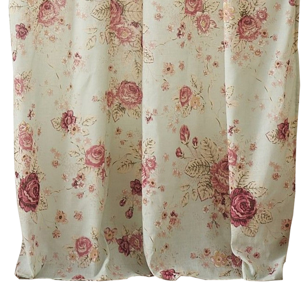 Rosle Set of 2 Window Curtains, Cotton, Antique Rose Print, Multicolor By Casagear Home