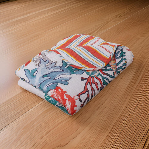 Wade Throw Blanket | 50 x 60 | Quilted | Coral Seashell Design