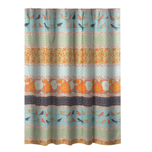 Nite 72 x 72 Inch Microfiber Shower Curtains, Floral and Striped Multicolor By Casagear Home