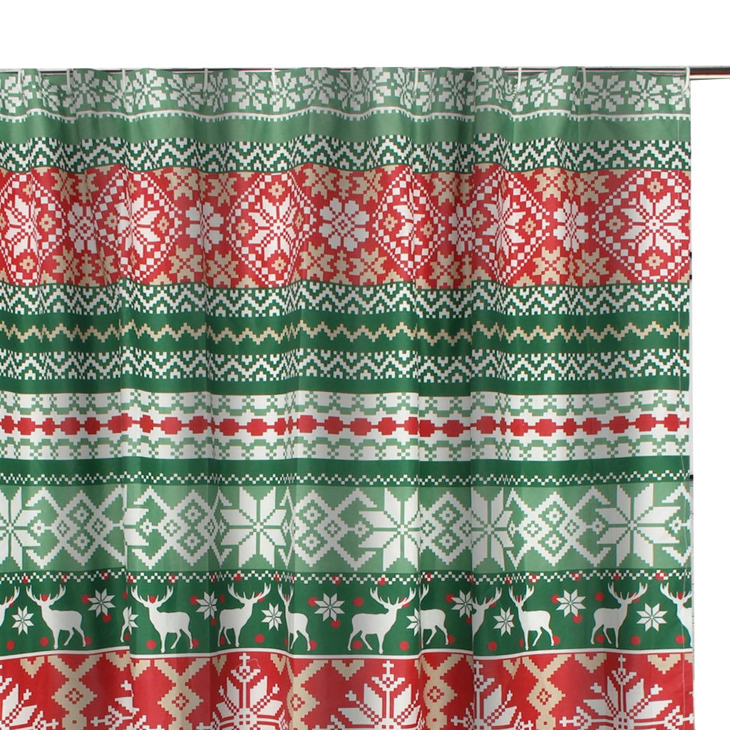 Live 72 x 72 Inch Microfiber Shower Curtains Festive Winter Print By Casagear Home BM313278