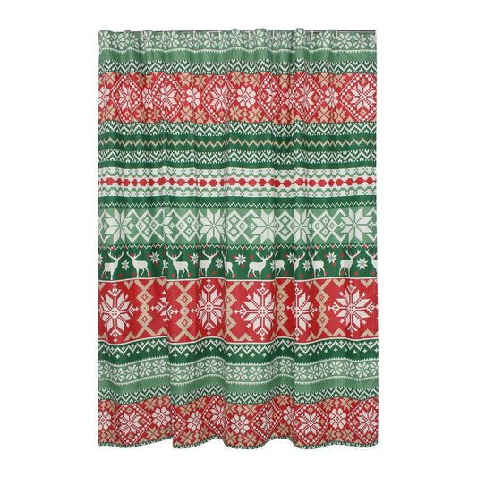 Live 72 x 72 Inch Microfiber Shower Curtains, Festive Winter Print By Casagear Home