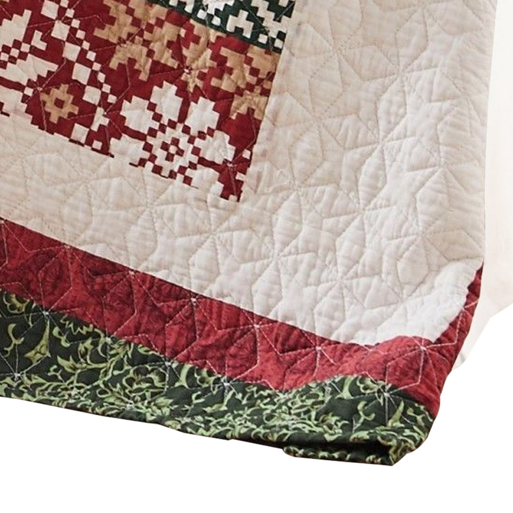50 x 60 Cotton Quilted Throw Blanket with Fill, Winter Gifts, Multicolor By Casagear Home