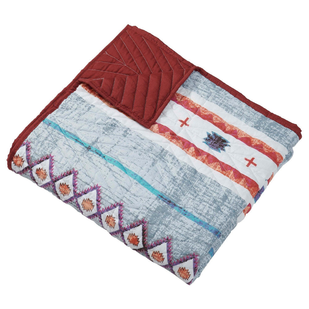 Pimi 50 x 60 Quilted Throw Blanket Polyester Fill Southwest Boho Style By Casagear Home BM313285