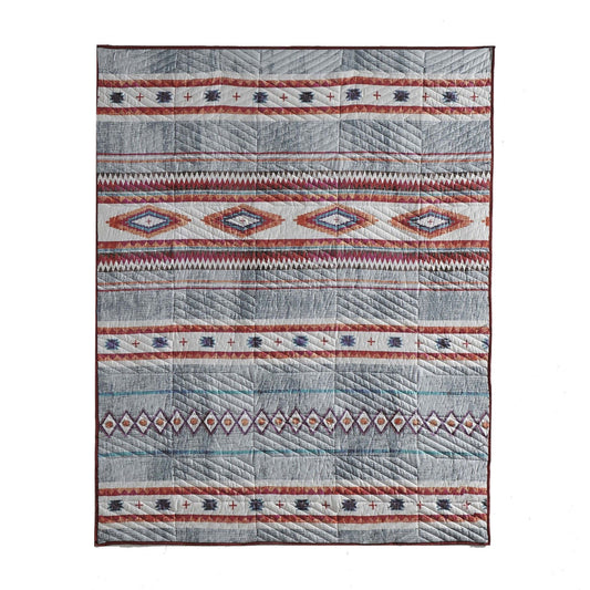 Pimi 50 x 60 Quilted Throw Blanket, Polyester Fill, Southwest Boho Style By Casagear Home