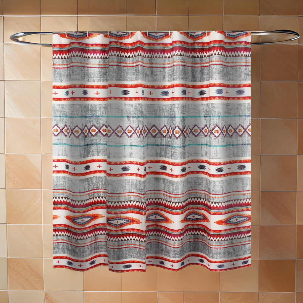 Pimi 72 x 72 Inch Shower Curtains, Soft Microfiber Southwest Boho Style By Casagear Home