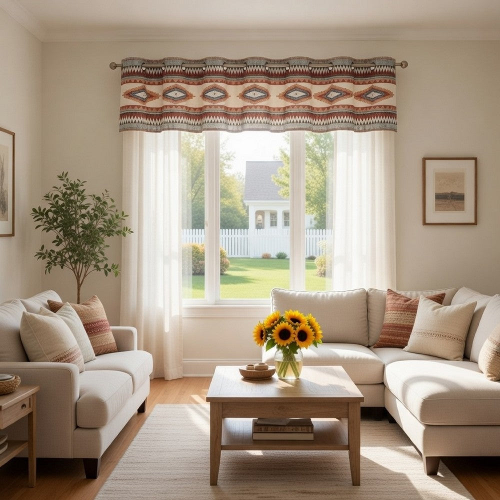 Pimi 16 x 84 Window Valance, Metallic Grommet, Southwest Print, Bronze By Casagear Home