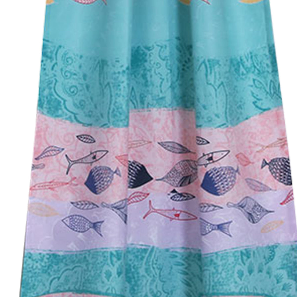 Wini 4 Piece Window Curtain Panel Set Mermaid Design Pink Blue Polyester By Casagear Home BM313290