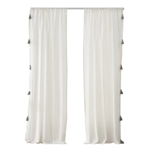 Xumi 4 Piece Window Curtain, 2 Panels with Tie Backs, Antique White Finish By Casagear Home
