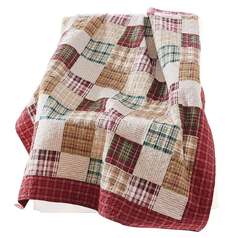 Evi 50 x 60 Inch Quilted Patchwork Throw Blanket Soft Multicolor Cotton By Casagear Home BM313298