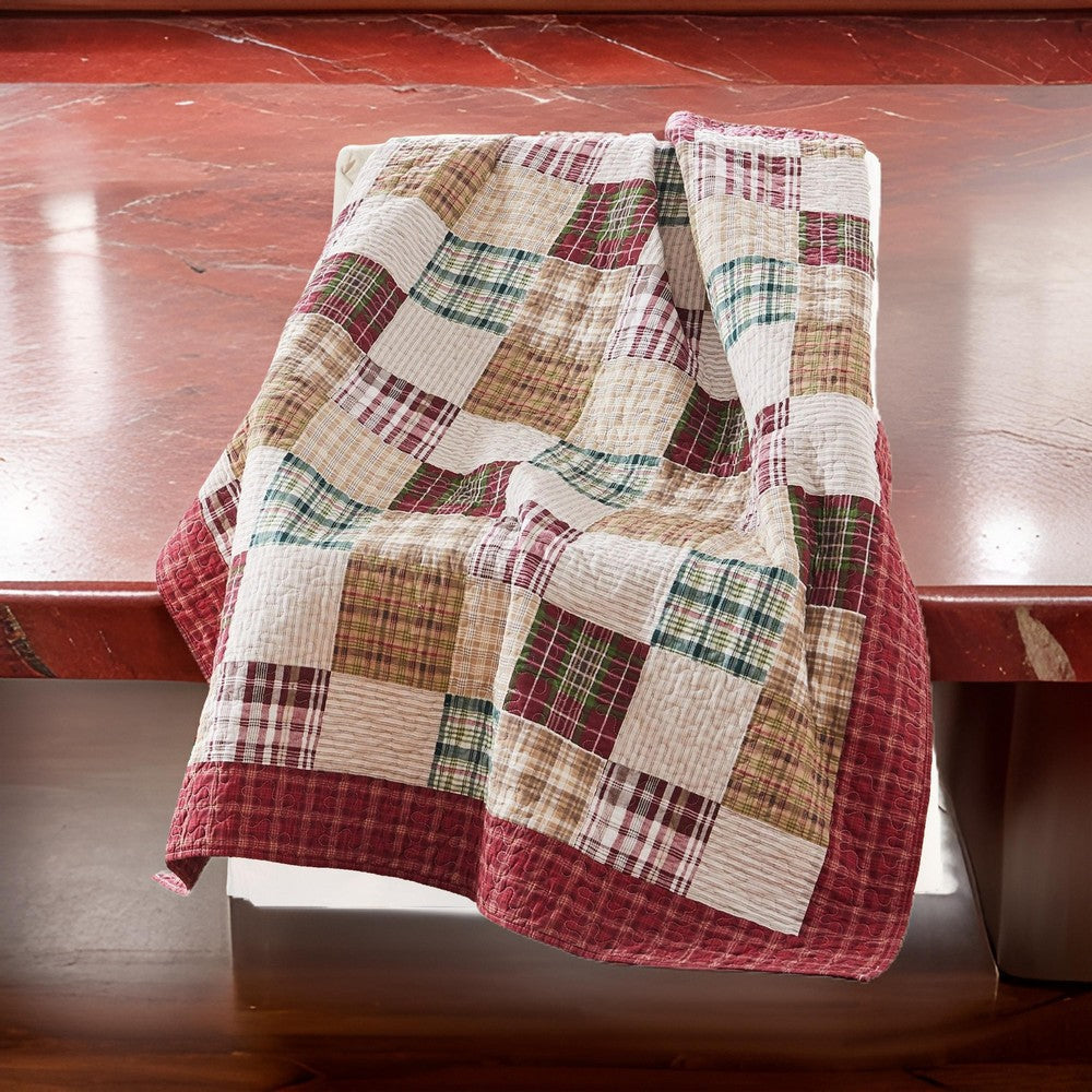 Evi Throw Blanket | 50 x 60 | Quilted Patchwork | Multicolor Cotton
