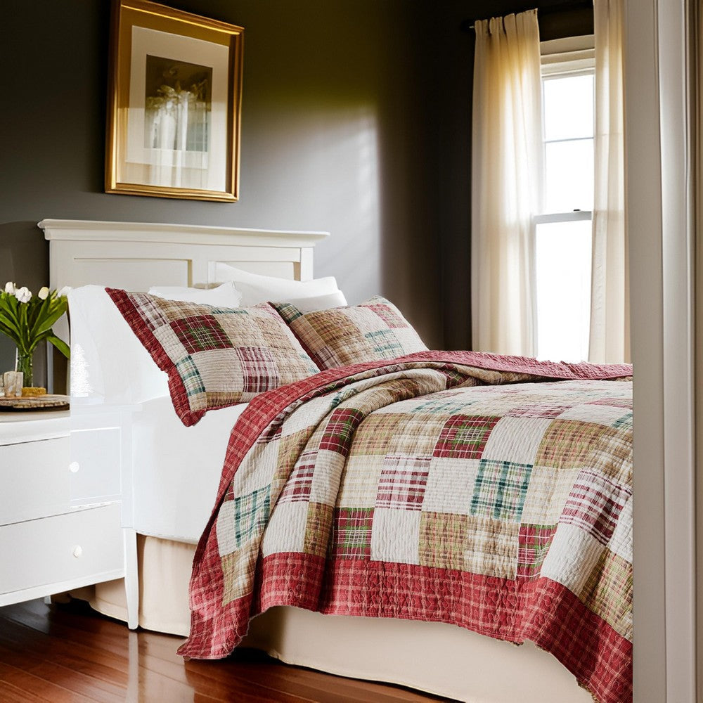 Evi Twin Quilt Set with 1 Pillow Sham, Multicolor Patchwork By Casagear Home