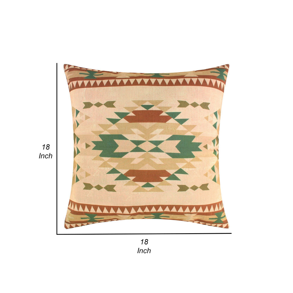 Kip 18 Inch Throw Pillow Geometric Southwest Motifs Natural Brown Finish By Casagear Home BM313304