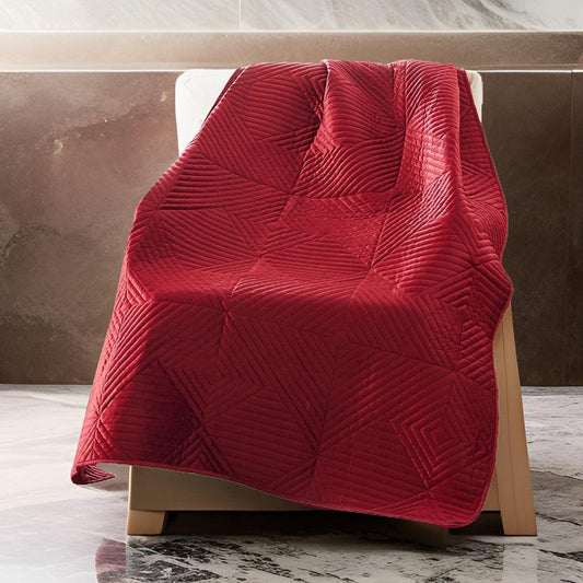Ahab Throw Blanket | 50 x 60 | Quilted | Dutch Velvet | Red