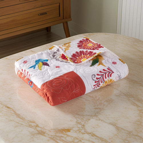 Floral Throw Blanket | 50 x 60 | Quilted | Multicolor Cotton