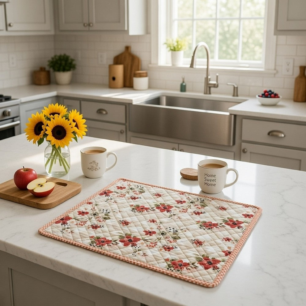 Lire Throw Blanket | 50 x 60 | Quilted | Windflower Print | Red