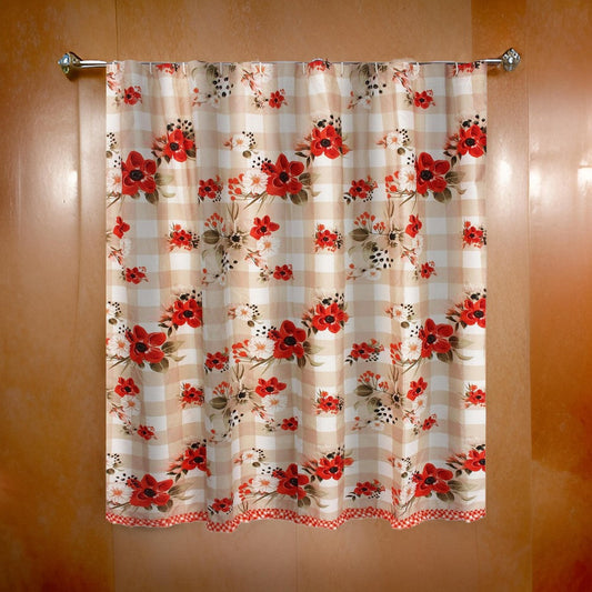 Lire 72 x 72 Inch Shower Curtain, Ruffled Rows, Floral Print, Multicolor By Casagear Home