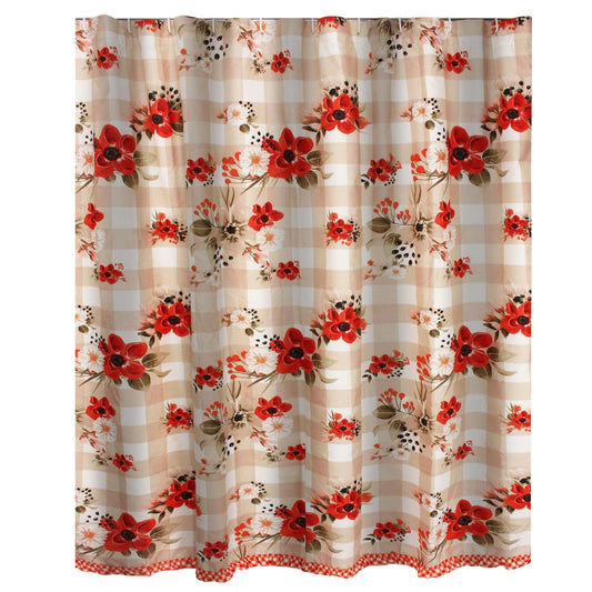 Lire 72 x 72 Inch Shower Curtain, Ruffled Rows, Floral Print, Multicolor By Casagear Home