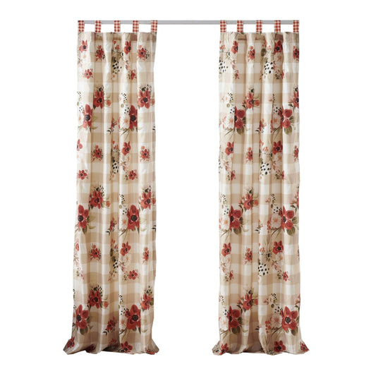 Lire 4 Piece Window Curtain Panel Set, Floral Print, Modern Multicolor By Casagear Home