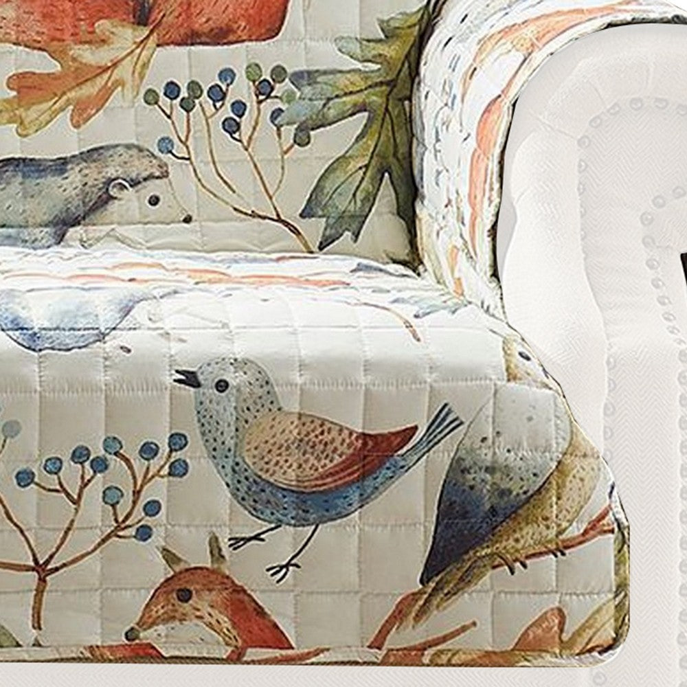 Sofa Cover Furniture Protector Owl Songbird Print Polyester Multicolor By Casagear Home BM313312