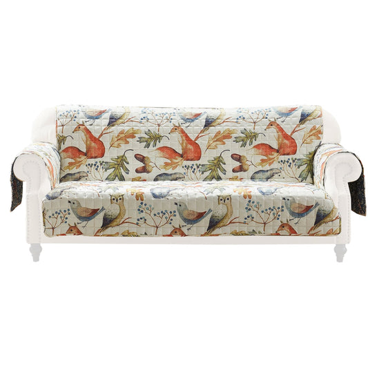 Sofa Cover Furniture Protector, Owl, Songbird Print, Polyester Multicolor By Casagear Home