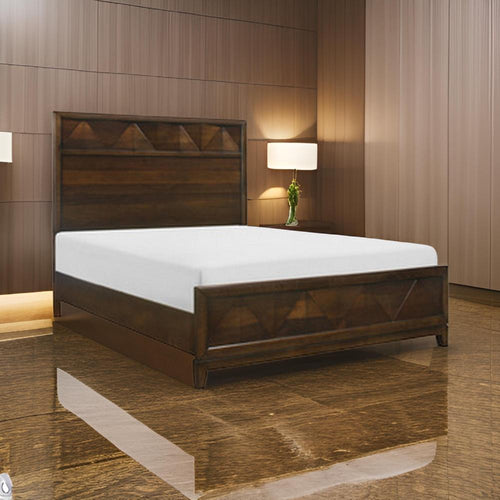 Nibo Queen Size Platform Bed, Modern Rustic, Walnut Brown Solid Wood By Casagear Home