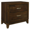 Nibo 28 Inch Nightstand 2 Drawers Satin Brass Handles Brown Solid Wood By Casagear Home BM313314