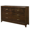 Nibo 60 Inch Wide Dresser 6 Drawers Satin Brass Handles Brown Solid Wood By Casagear Home BM313315