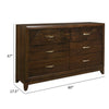 Nibo 60 Inch Wide Dresser 6 Drawers Satin Brass Handles Brown Solid Wood By Casagear Home BM313315