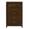 Nibo 55 Inch Tall Dresser Chest 5 Drawers Satin Brass Brown Solid Wood By Casagear Home BM313316