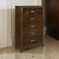 Nibo 55 Inch Tall Dresser Chest, 5 Drawers, Satin Brass, Brown Solid Wood By Casagear Home